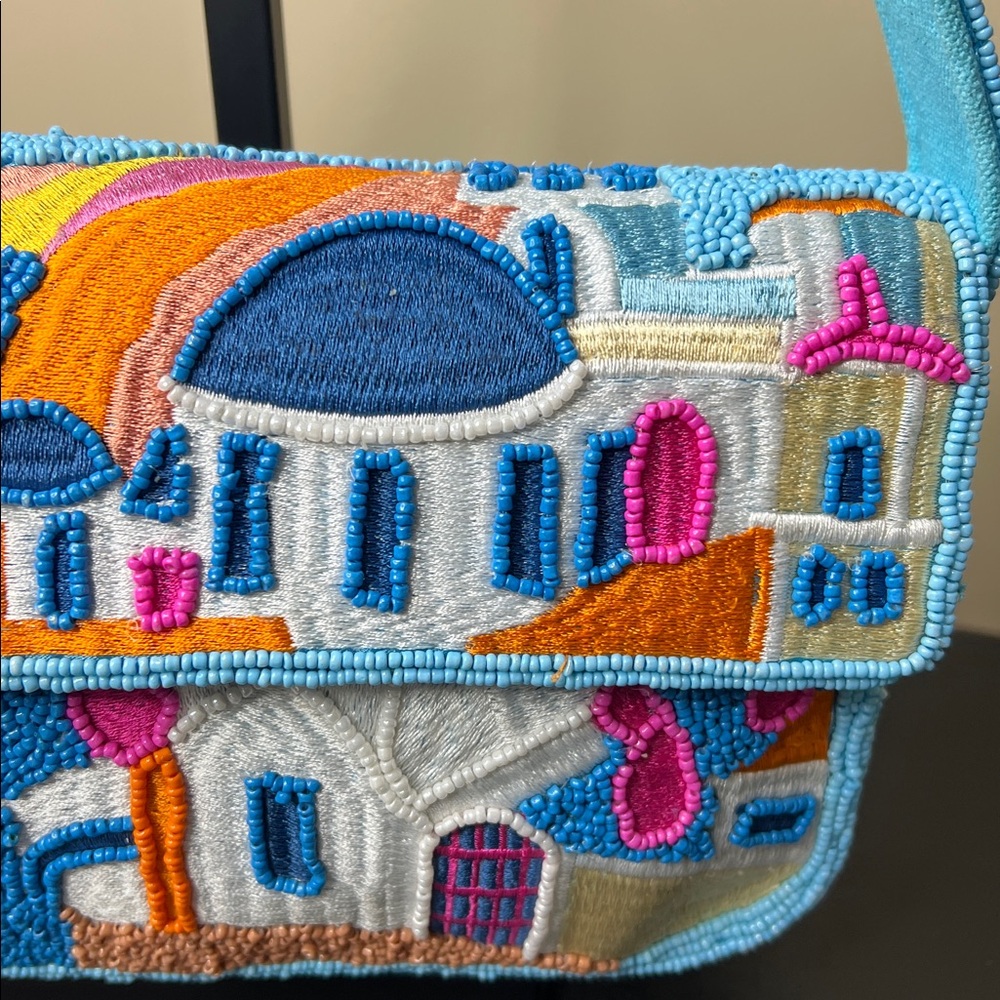 America & Beyond Express | Beaded Santorini Greece Iconic Seascape Shoulder Bag - Picture 4 of 13